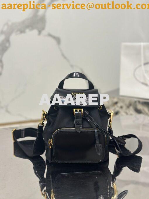 Replica Prada Small Re-Nylon and brushed leather backpack 1BZ075