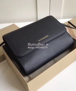 Replica Burberry Loxley Crossbody Bag in Grainy Leather Black