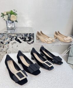 Replica Dior Idylle Ballet Pump Black Suede Calfskin and White Resin P