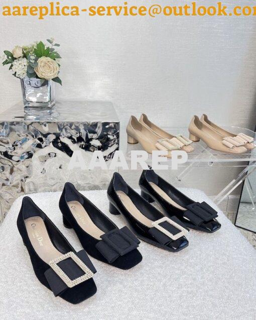 Replica Dior Idylle Ballet Pump Black Suede Calfskin and White Resin P