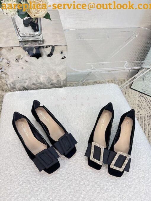 Replica Dior Idylle Ballet Pump Black Suede Calfskin and White Resin P 2