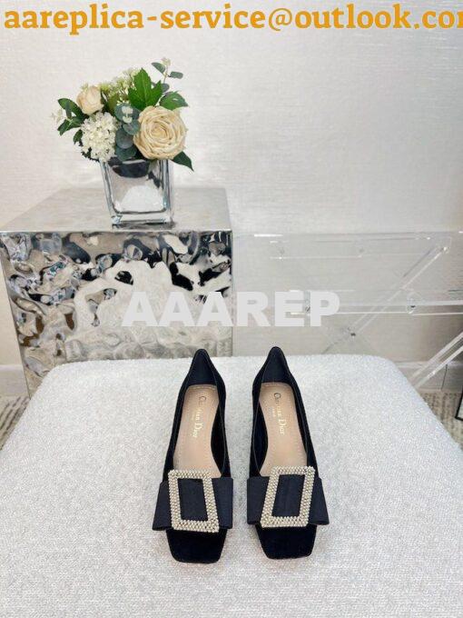 Replica Dior Idylle Ballet Pump Black Suede Calfskin and White Resin P 3