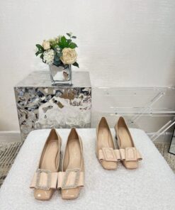 Replica Dior Idylle Ballet Pump Beige Patent Calfskin and White Resin