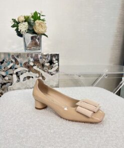 Replica Dior Idylle Ballet Pump Beige Patent Calfskin and Grosgrain KC 2