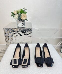 Replica Dior Idylle Ballet Pump Black Patent Calfskin and Grosgrain KC