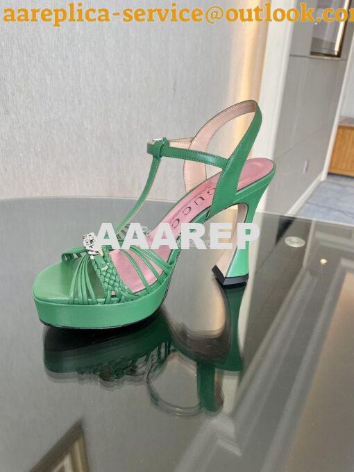 Replica Gucci GG-Chain Leather Sandals 746614 Green 7