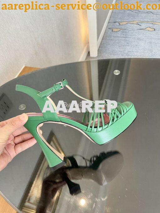 Replica Gucci GG-Chain Leather Sandals 746614 Green 9