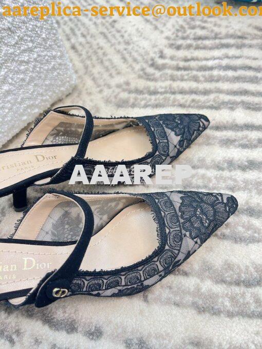 Replica Dior Capture Heeled Mule Black Transparent Mesh and Suede Embr 10