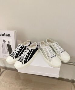 Replica Dior Walk'N'Dior Sneaker White Cotton Embroidered with Strass