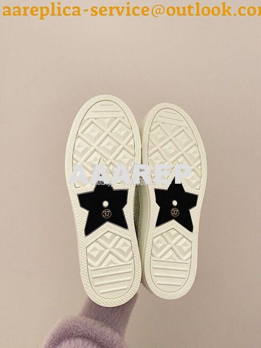 Replica Dior Walk'N'Dior Sneaker White Cotton Embroidered with Strass 6