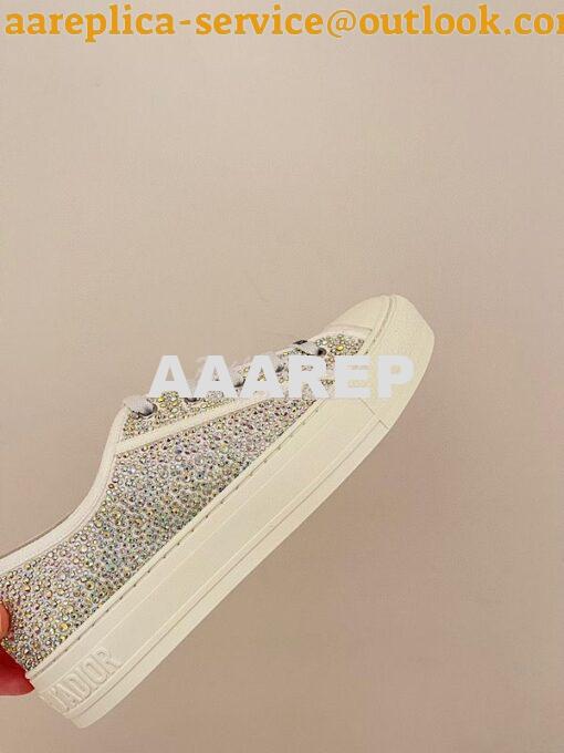 Replica Dior Walk'N'Dior Sneaker White Cotton Embroidered with Strass 8