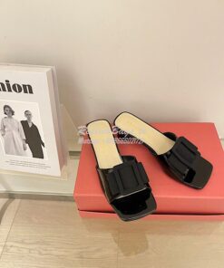 Replica Dior Idylle Heeled Slide Patent Calfskin and Grosgrain KCQ795 2