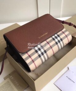 Replica Burberry Loxley Crossbody Bag in Haymarket Brown