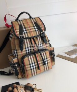 Replica Burberry The Medium Rucksack in Vintage Check and Leather