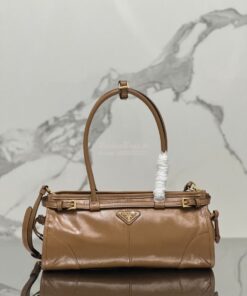 Replica Prada Medium leather shoulder bag 1BA426 Cameo