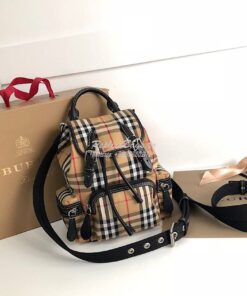 Replica Burberry The Small Rucksack in Vintage Check and Leather