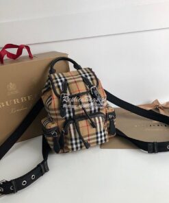 Replica Burberry The Small Rucksack in Vintage Check and Leather 2