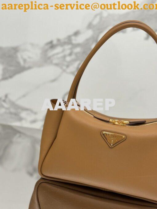 Replica Prada Medium leather handbag 1BA444 Caramel 4