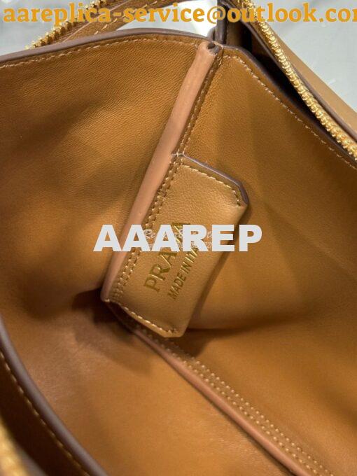 Replica Prada Medium leather handbag 1BA444 Caramel 7