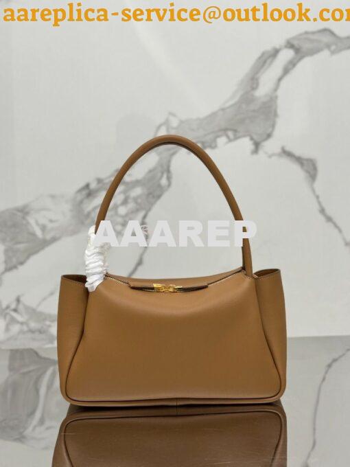 Replica Prada Medium leather handbag 1BA444 Caramel 8