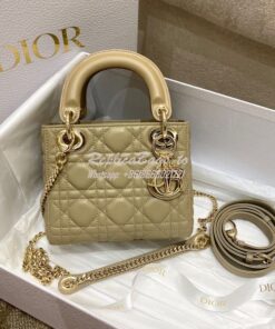 Replica Dior Quilted Natural Lambskin Leather Mini Lady Dior Bag