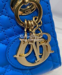 Replica Micro Lady Dior Bag Bright Blue Cannage Lambskin S0856 2