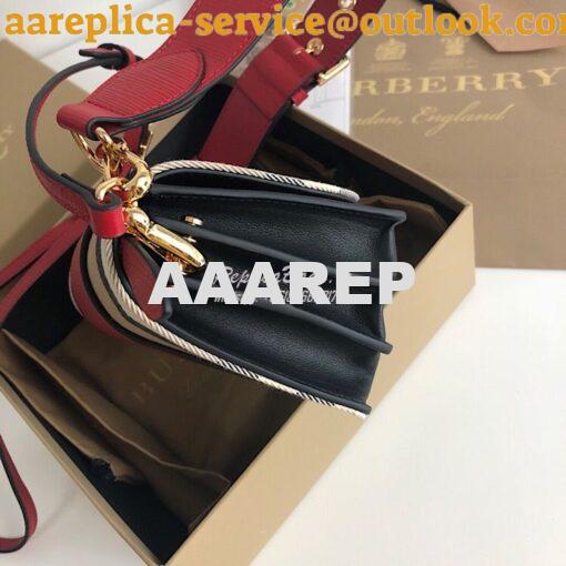 Replica Burberry The Small Buckle Bag in House Check and Red Leather 6