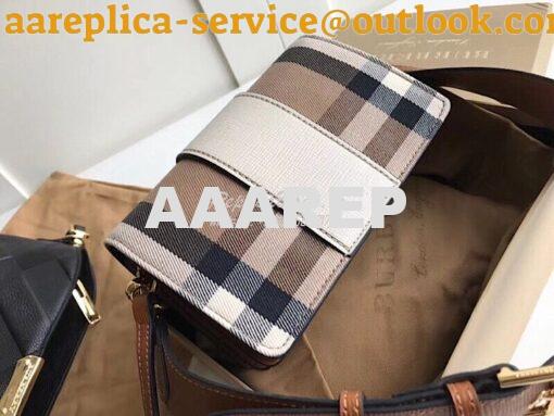 Replica Burberry The Small Buckle Bag in House Check and White Leather 9