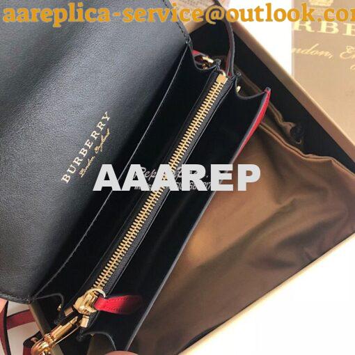 Replica Burberry The Small Buckle Bag in House Check and Red Leather 7