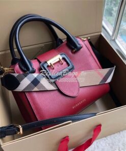 Replica  Burberry The Small/Medium Buckle Tote in red Grainy Leather 4