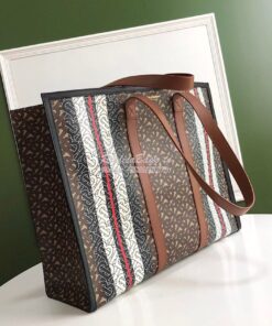 Replica Burberry Monogram Stripe E-canvas Tote Bag 80183611 Bridle Bro 2