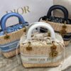 Replica Lady Dior Medium Bag Natural Wicker and Blue Dior Oblique Jacq 11