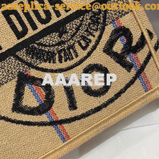 Replica Dior Book Tote Beige Jute Canvas Embroidered with Dior Union M 4