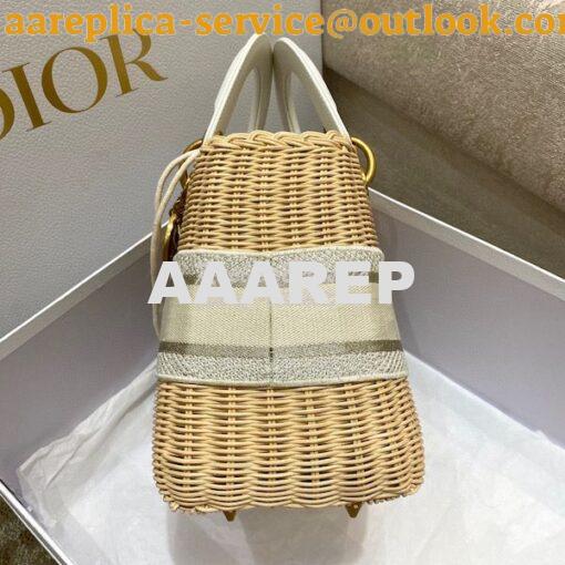 Replica Lady Dior Medium Bag Natural Wicker and Latte Dior Oblique Jac 4