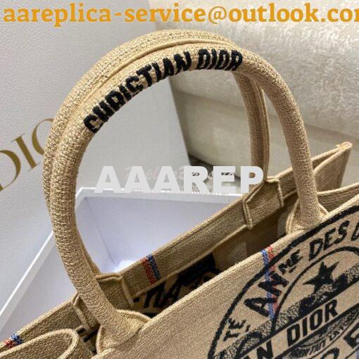 Replica Dior Book Tote Beige Jute Canvas Embroidered with Dior Union M 7