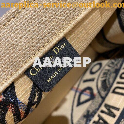 Replica Dior Book Tote Beige Jute Canvas Embroidered with Dior Union M 8