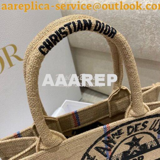 Replica Dior Book Tote Beige Jute Canvas Embroidered with Dior Union M 12