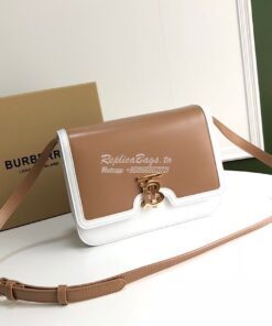 Replica Burberry TB Leather Bag 80103351 Light Camel w White