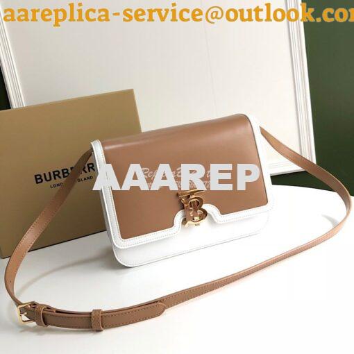 Replica Burberry TB Leather Bag 80103351 Light Camel w White