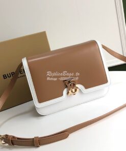 Replica Burberry TB Leather Bag 80103351 Light Camel w White 2