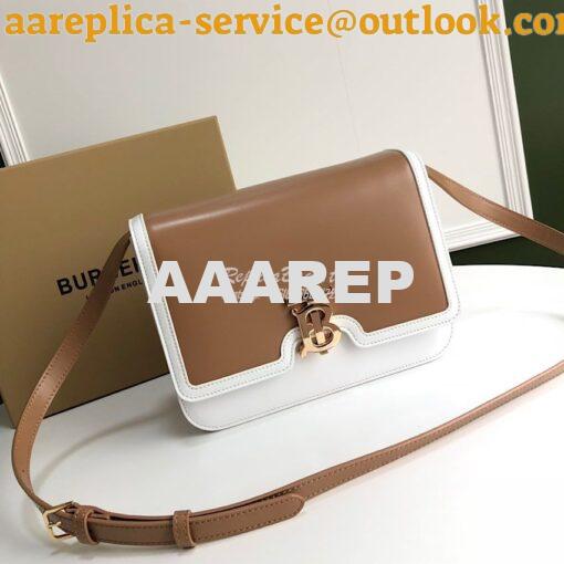 Replica Burberry TB Leather Bag 80103351 Light Camel w White 2