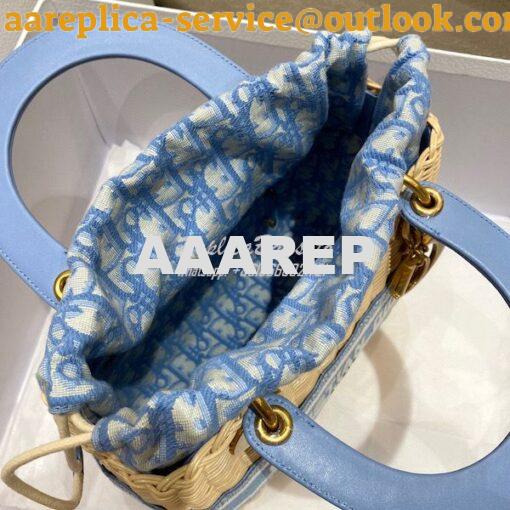 Replica Lady Dior Medium Bag Natural Wicker and Cornflower Blue Dior O 7