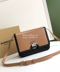 Replica Burberry TB Leather Bag 80103351 Light Camel w Black