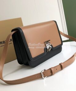 Replica Burberry TB Leather Bag 80103351 Light Camel w Black 2