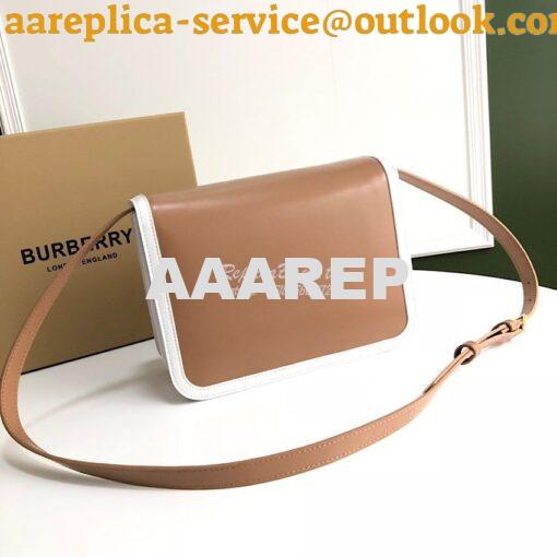 Replica Burberry TB Leather Bag 80103351 Light Camel w White 8