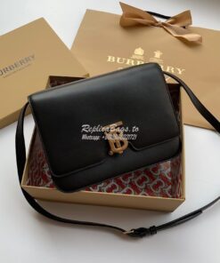 Replica Burberry TB Leather Bag 80103351 Black