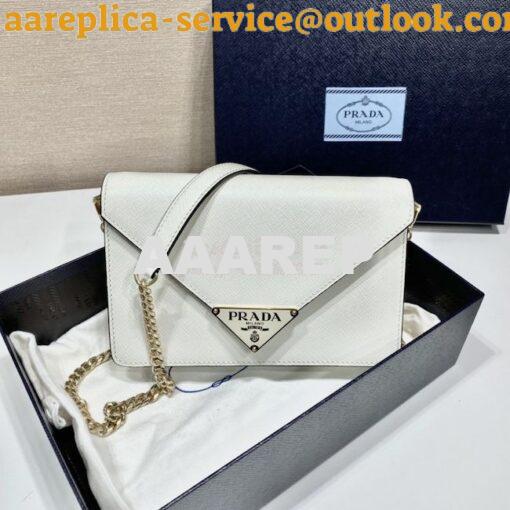 Replica Prada Saffiano leather shoulder bag 1BD318 White