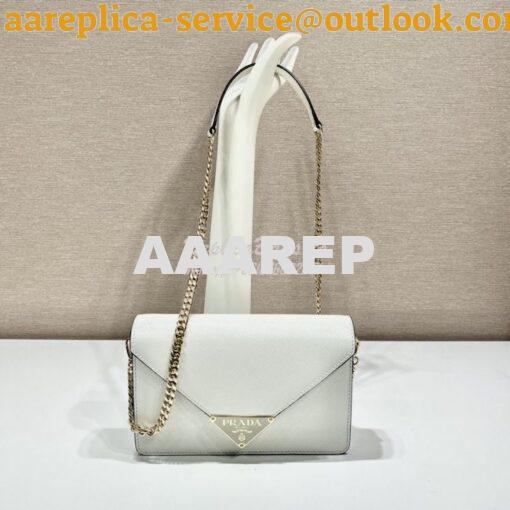 Replica Prada Saffiano leather shoulder bag 1BD318 White 3