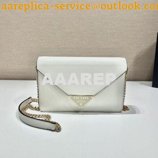 Replica Prada Saffiano leather shoulder bag 1BD318 White 4