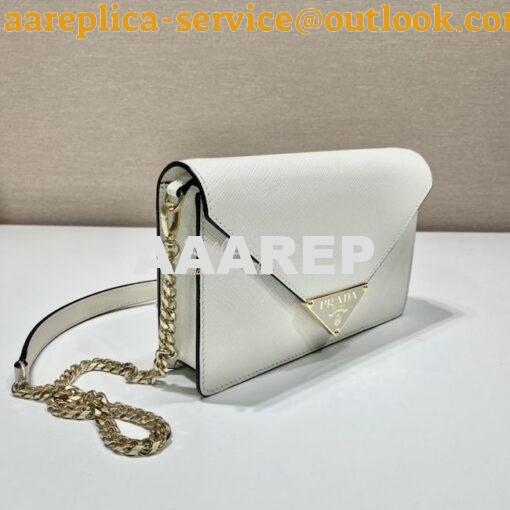 Replica Prada Saffiano leather shoulder bag 1BD318 White 5